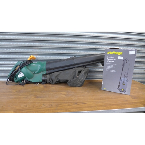 2226 - An FPBV2500-2 240v, 2500w garden blower and a Challenge 1400w pressure washer with 3m hose and lance... 