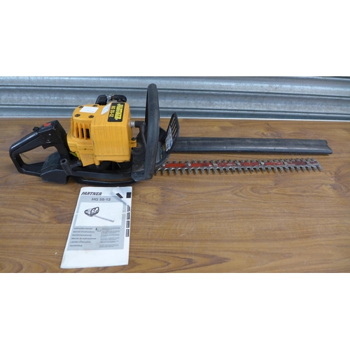 2227 - A Partner HG55-12 petrol hedge cutter with user manual