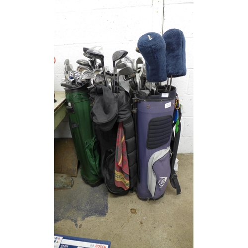 2254 - 5 Bags of golf irons, drivers and putters including Big Ezee, Ram, Delta, Donnay and Spalding and Se... 