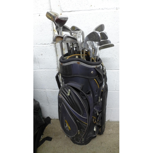 2254 - 5 Bags of golf irons, drivers and putters including Big Ezee, Ram, Delta, Donnay and Spalding and Se... 