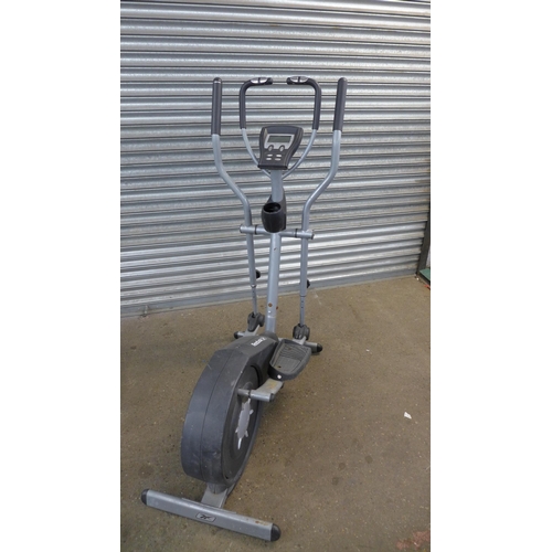 2266 - A Pro Fitness weightlifting bench with a quantity of plastic coated weights including six 5kg plates... 