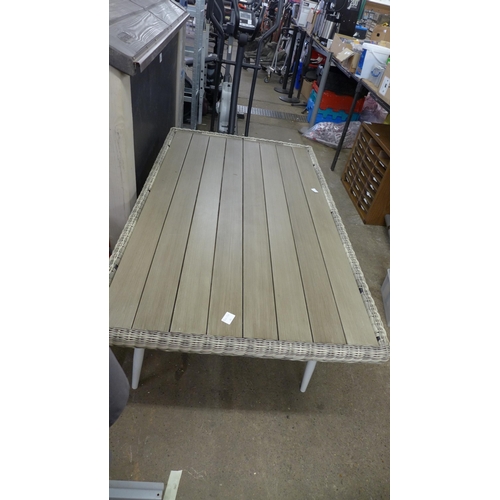 2272 - A rattan alloy top garden table 150cm x 90cm