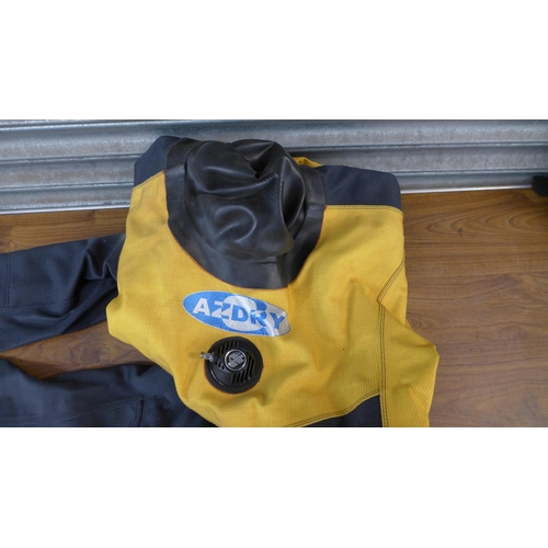 2325 - 3 Boxes of assorted diving equipment including clothing, regulators, flippers, etc.