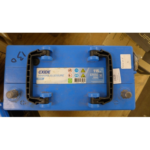 2329 - 2 Exide ER550 115 AH marine and leisure batteries