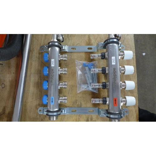 2332 - A Polypipe stainless steel under floor heating manifold - unused (4 part 150mm)