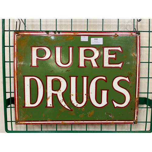 390 - An enamelled Pure Drugs advertising sign