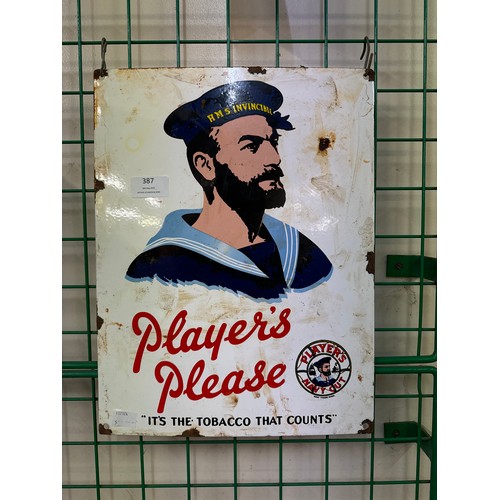 387 - An enamelled John Player advertising sign