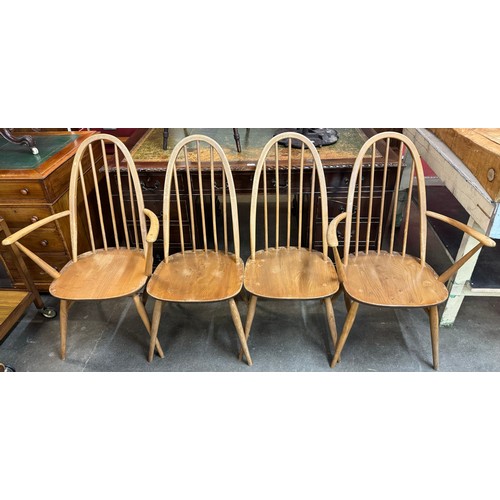 118A - A set of four Ercol Blonde elm and beech Quaker chairs