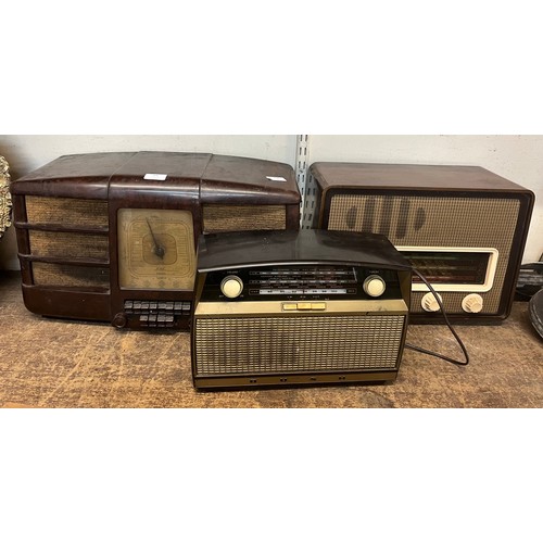 406 - Three vintage radios; G.E.C., Bush and Sobell