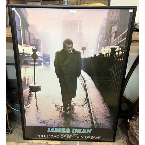 412 - A large James Dean, Boulevard of Broken Dreams poster, framed