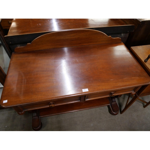 185 - A Victorian mahogany two drawer side table