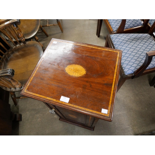 195 - An Edward VII inlaid mahogany pot cupboard