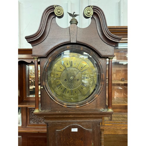 140 - A 19th Century oak 8-day longcase clock, the circular brass dial signed R. Todd, Scarborough