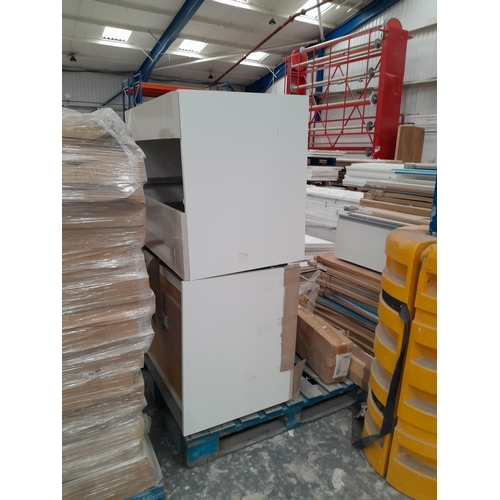 16 - Eight pallets of MDF panelling and cabinets,  airflow panelling and a radiator. Lot is offered for s... 