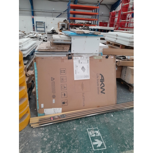 16 - Eight pallets of MDF panelling and cabinets,  airflow panelling and a radiator. Lot is offered for s... 