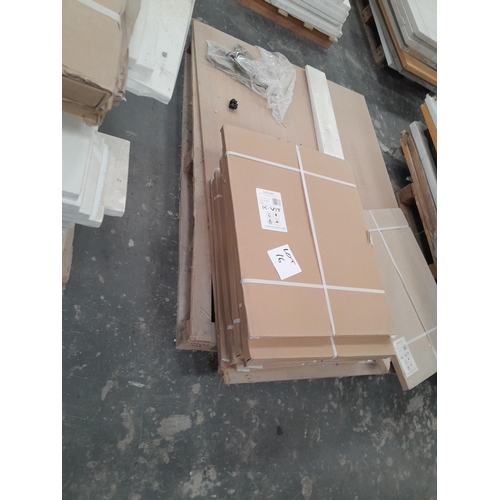 16 - Eight pallets of MDF panelling and cabinets,  airflow panelling and a radiator. Lot is offered for s... 