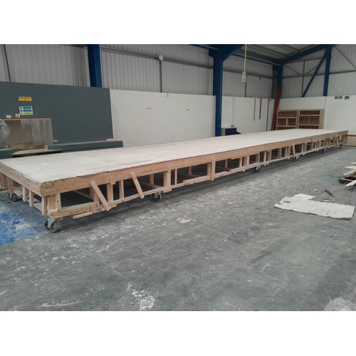 2 - A large mobile workbench measuring 12.5m x 2.6m x 0.65m (LWH). The bench was designed to allow assem... 