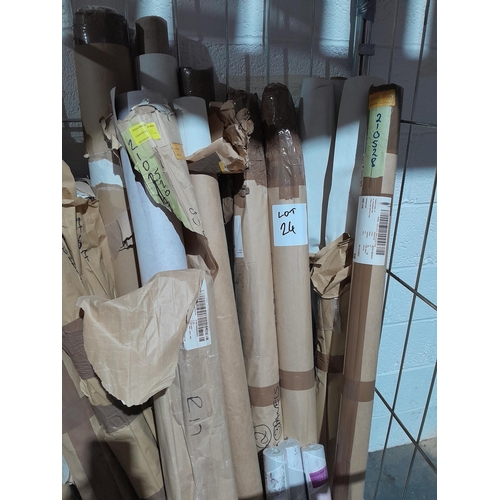 24 - A trolley containing approx. 35 rolls of wall paper. Lot is offered for sale in situ at Wellingborou... 