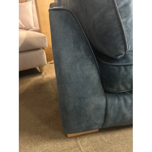 1506 - Turquoise velvet four seater sofa - light wear