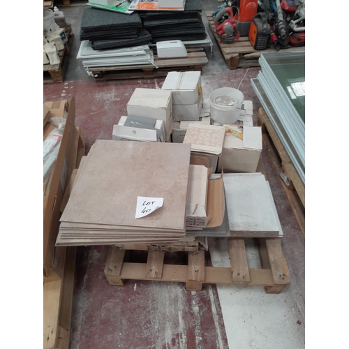 40 - Fourteen pallets of ceramic tiles. Lot will be sold in situ at Wellingborough, Northamptonshire and ... 