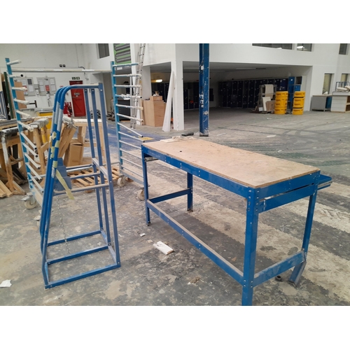 63 - Approximately 30 trolleys, stands, benches and tables. Item is offered for sale in situ at Wellingbo... 