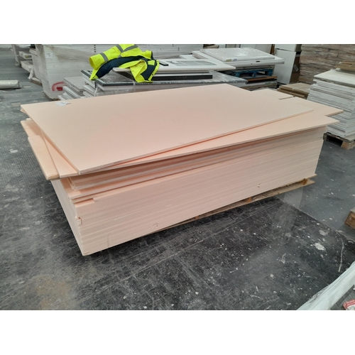 8 - A pallet of approximately 40 sheets of pink insulation foam measuring 3mx 1.4m (HxW) approx. Lot is ... 