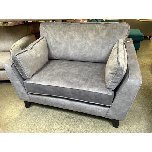 1511 - Barker and Stonehouse silver velvet loveseat RRP £1035