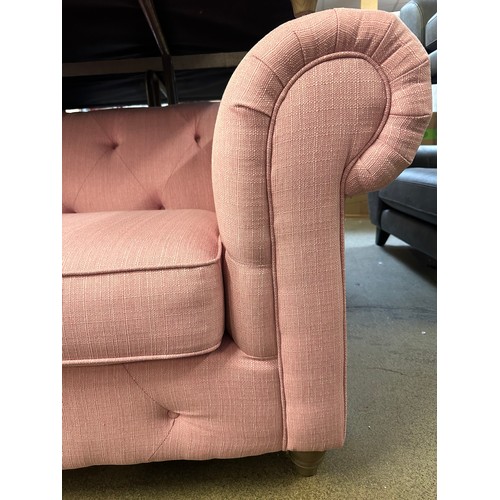 1509 - Pink upholstered Chesterfield three seater sofa