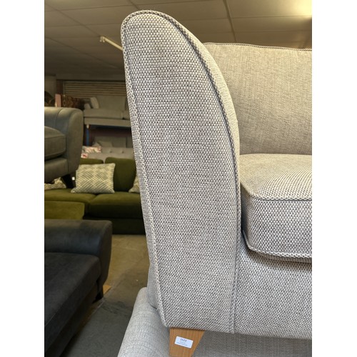 1523 - Oatmeal weave three seater sofa and armchair - hidden damage on cushion