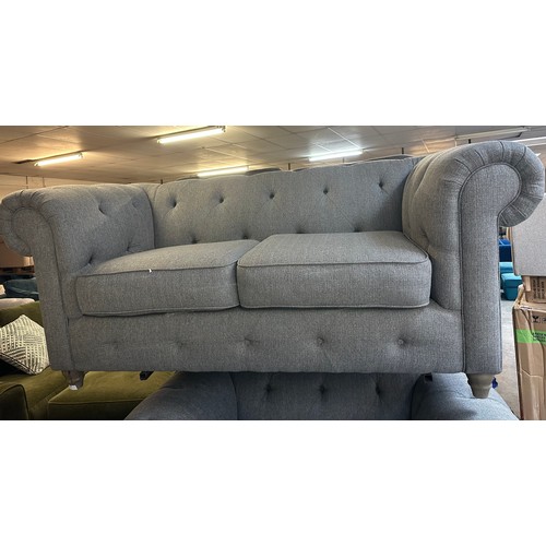 1524 - Pewter Chesterfield two seater sofa and loveseat