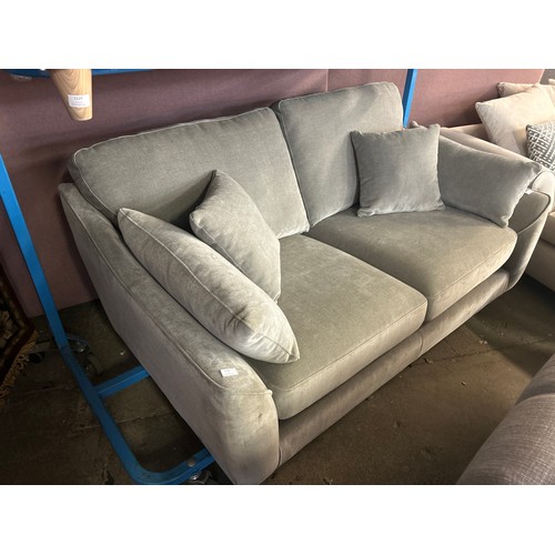 1530 - Silver velvet two seater sofa