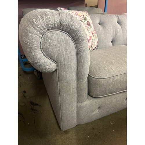 1531 - Grey upholstered Chesterfield three seater sofa