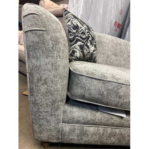 1534 - Silver velvet upholstered loveseat