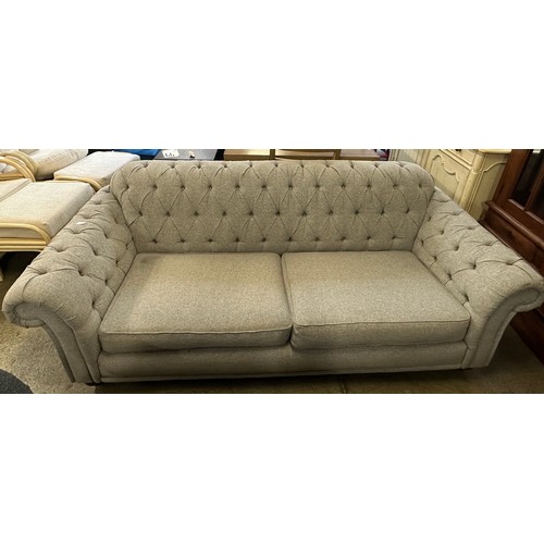 1580 - Bordeaux 4 seater  Grey, 'Mushroom' Fabric button Back sofa - damaged, Original RRP £874.99 + VAT (4... 