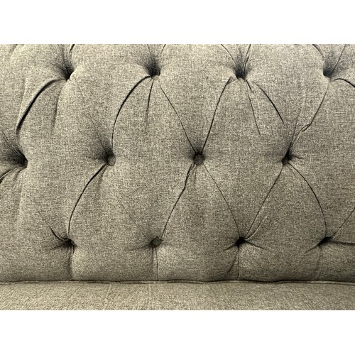 1580 - Bordeaux 4 seater  Grey, 'Mushroom' Fabric button Back sofa - damaged, Original RRP £874.99 + VAT (4... 