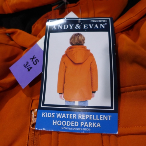 3015 - Quantity of children's Andy & Evan orange hooded coats - mixed size * this lot is subject to VAT