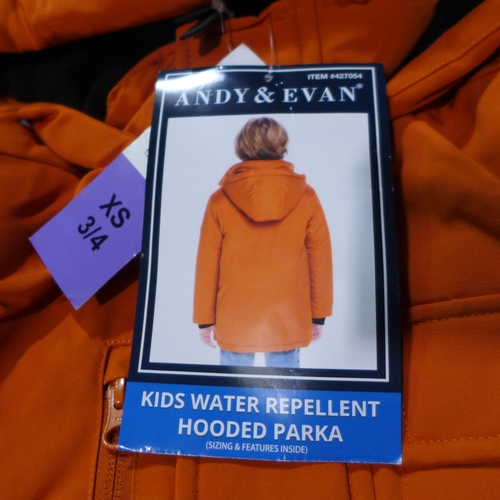 3016 - Quantity of children's Andy & Evan orange hooded coats - mixed size * this lot is subject to VAT