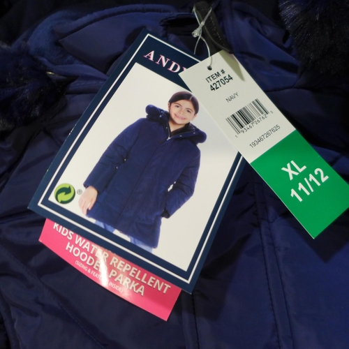 3020 - Quantity of children's Andy & Evan blue hooded coats - mixed size * this lot is subject to VAT