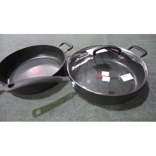 3034 - 2 x 4.7L Tefal Deep Saute Pans - (One Lid)   (326-44,235) This lot is subject to vat