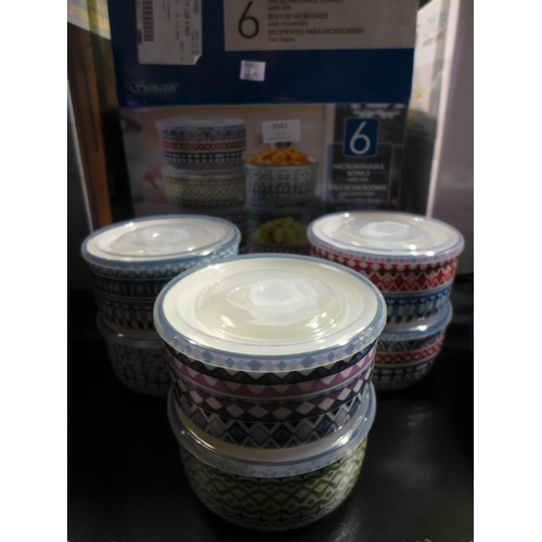 3041 - Microwavable Bowls With Lids   (326-60) This lot is subject to vat