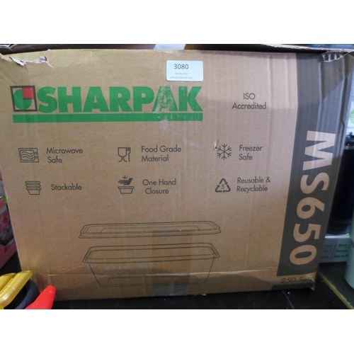 3080 - Sharpak Plastic Take Away Containers And Lids  (326-118) This lot is subject to vat