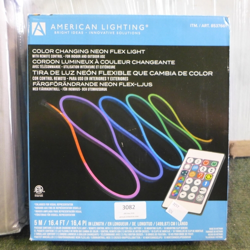 3082 - 800Tc Egyptian Single Bed Sheet And Neon Flex Rope Light    - This lot requires a UK adaptor    (326... 