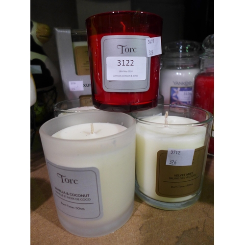 3122 - 5x Torc Fragrance Candles  (326-258,377,378) This lot is subject to vat