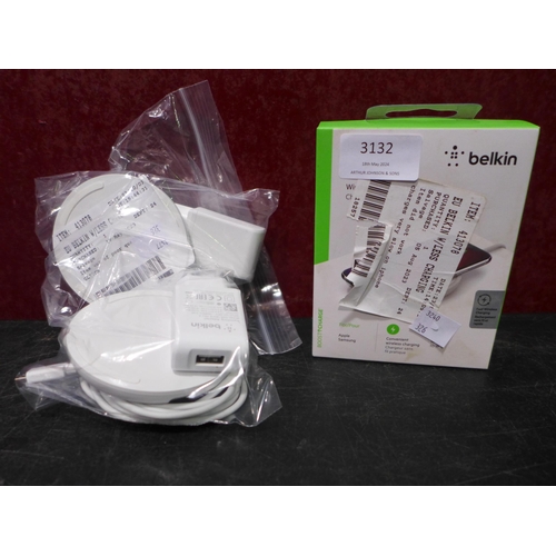 3132 - 2 Packs Of Belkin Wireless Charging Pads - This lot requires a UK adaptor  (326-101,253) This lot is... 