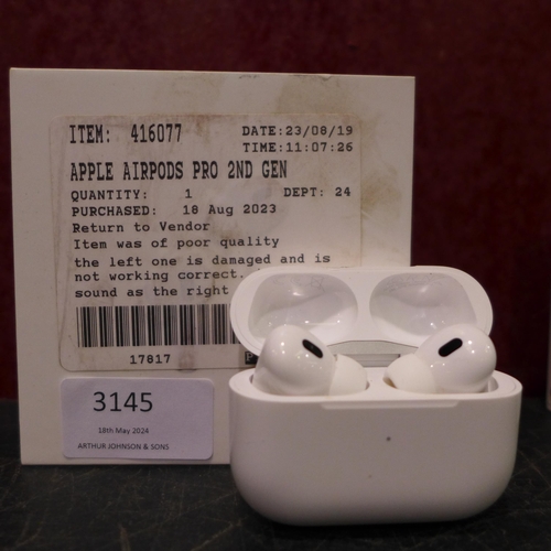 3145 - Apple Airpods Pro 2Nd Gen Headphones And Case - This lot requires a UK adaptor,   (326-102) This lot... 