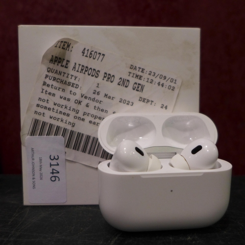 3146 - Apple Airpods Pro 2Nd Gen Headphones And Case - This lot requires a UK adaptor,  (326-103) This lot ... 