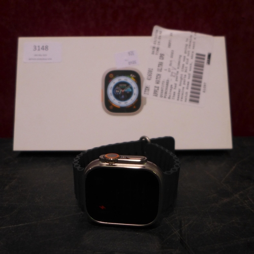 3148 - Apple Ultra GPS Smart Watch With Box And Charger - This lot requires a UK adaptor,  (326-107) This l... 