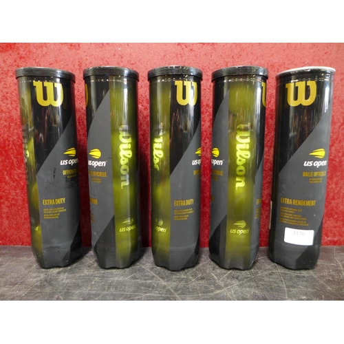 3176 - 5x Tubes Of Wilson US open Tennis Balls   (326-3) This lot is subject to vat