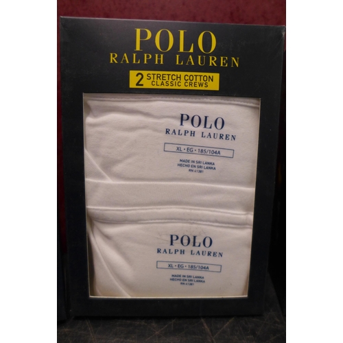 3179 - Four packs of two men's white Polo Ralph Lauren stretch cotton T-shirts - size XL * this lot is subj... 