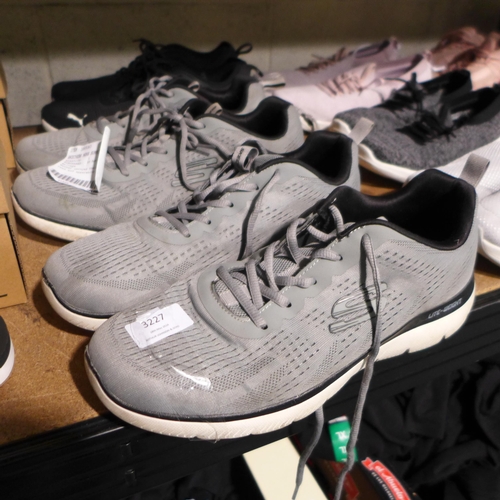 3227 - Three pairs of men's trainers including two Skechers and one Puma, sizes Uk 10 & 11 * this lot is su... 